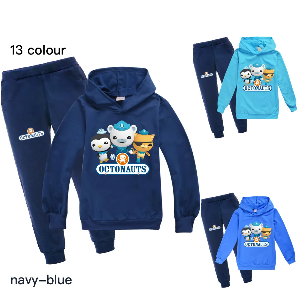 OCTONAUTS-Conjunto de sudadera y pantalones informales para ni&ntilde;os y ni&ntilde;as, ropa de 3t para adolescentes, sudaderas con capucha, traje de oto&ntilde;o-0