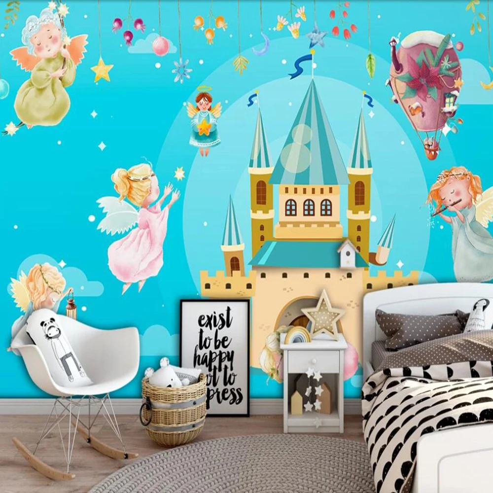 3D обои Milofi на заказ Фреска замок феи эльф воздушный шар фон для детской комнаты