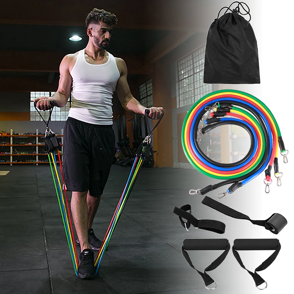 11Pcs Resistance Bands Set Yoga Expander Fitness Exercise Rubber Tubes Stretch Band Home Training Gyms Elastic Workout Pull Rop | Спорт и