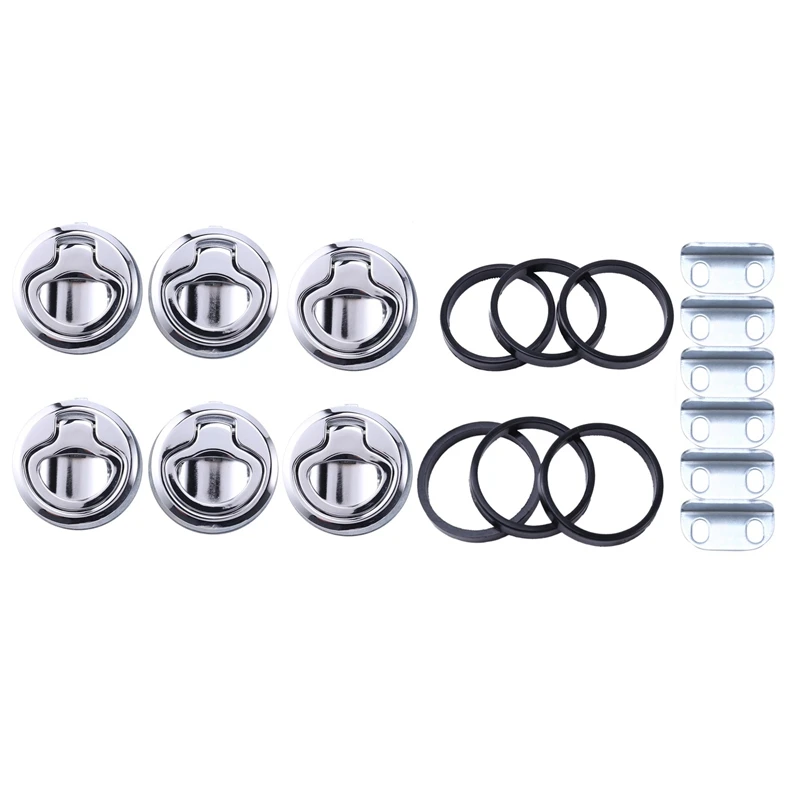 

6Pcs Marine Zinc Alloy Boat Flush Pull Locker Hatch Latch Lift Handle for RV Yacht Marine Boat Deck Hatch Locking Locker
