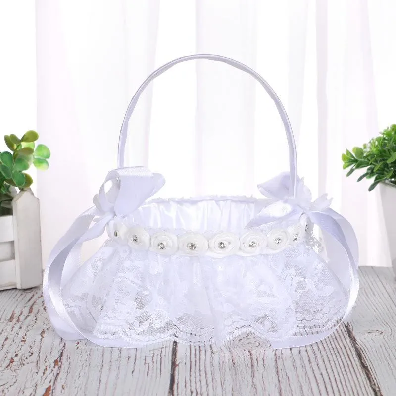 

1PC Portable Mini Lace Flower Basket Candy Petal Storage Container Wedding Party Banquet Decorative Supplies Gift