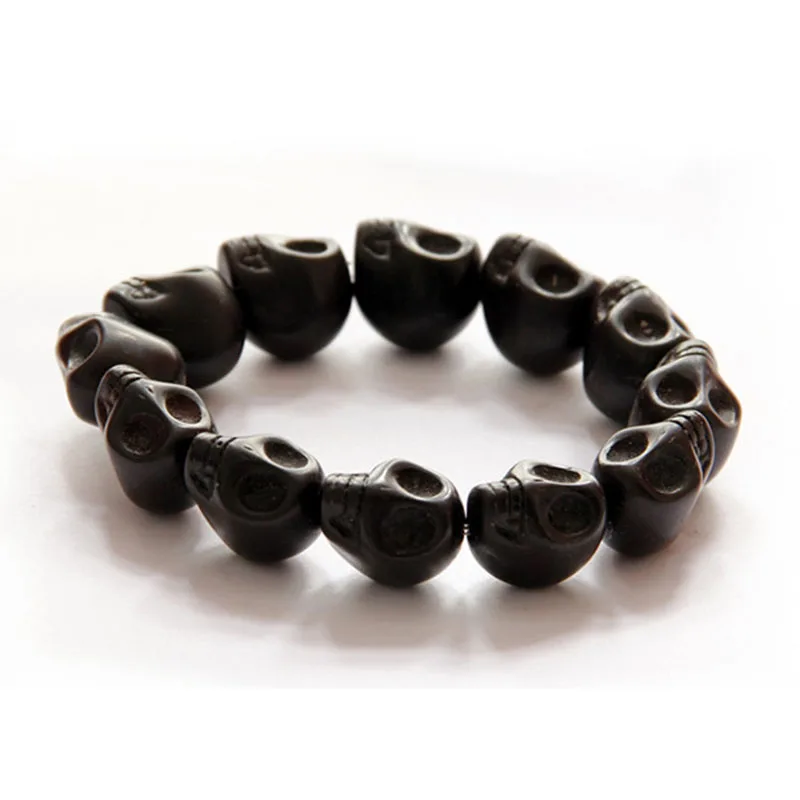 STENYA черный череп браслеты стрейч шнур Bbracelet Ювелирные Изделия Эластичный натуральный камень Дизайнерские Браслеты Лот bijoux