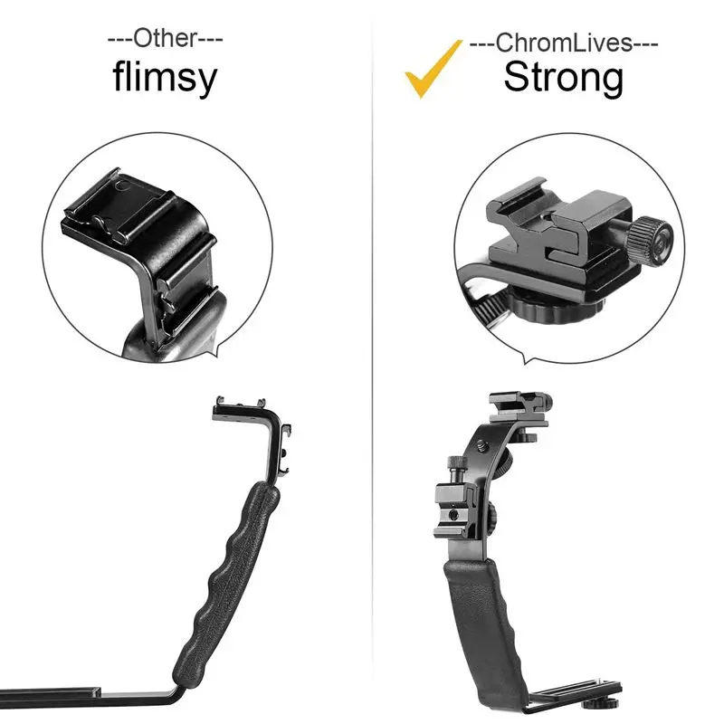 Camera L Bracket Mount Video Grip L-Bracket Dual Flash Cold Shoe 1/4 inch Tripod Screw Heavy Duty Padded Hand Dslr C | Электроника