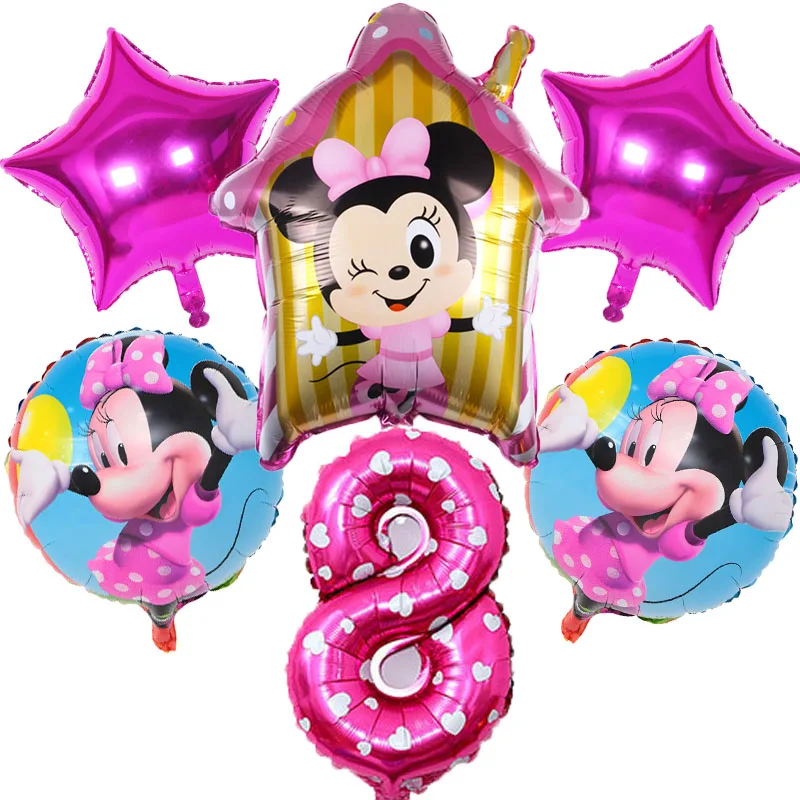 

1Set Disney Mickey Minnie Mouse Balloons Birthday Party Decorations Supplies Baby Shower Aluminum Foil Number Balloons Kids Toys