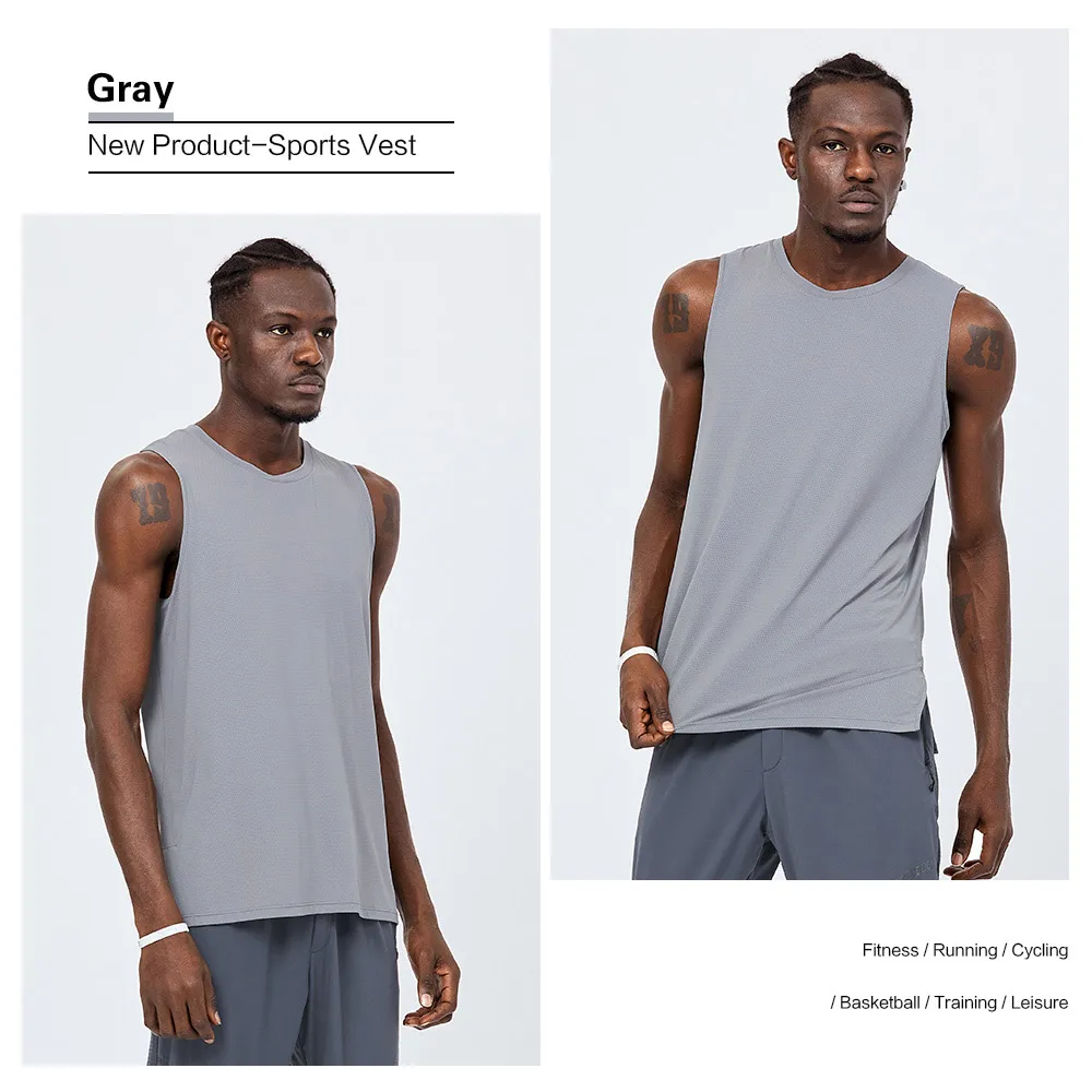 Summer Vent Holes Men's Undershirts Running Sleeveless Vest Outdoor Sports Singlets Weight Vest Bodybuilding Tank Top Basketball