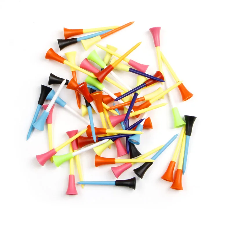 

2021 New 50pcs Golf Tools 83mm Multicolor Plastic Golf Tees Rubber Cushion Professional H58D
