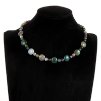 fashion natural stone necklaces for women ethnic india onyx turquoises tiger eye beaded boho choker collares dropshipping