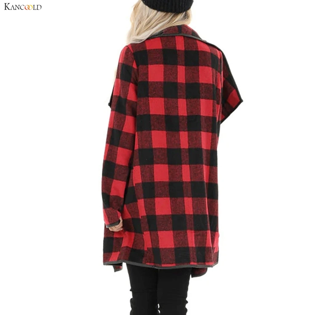 

KANCOOLD coats Women Casual Warm Long Sleeve Plaid Cardigan Sweaters Long Fashion new coat and jackets women 2019Oct24