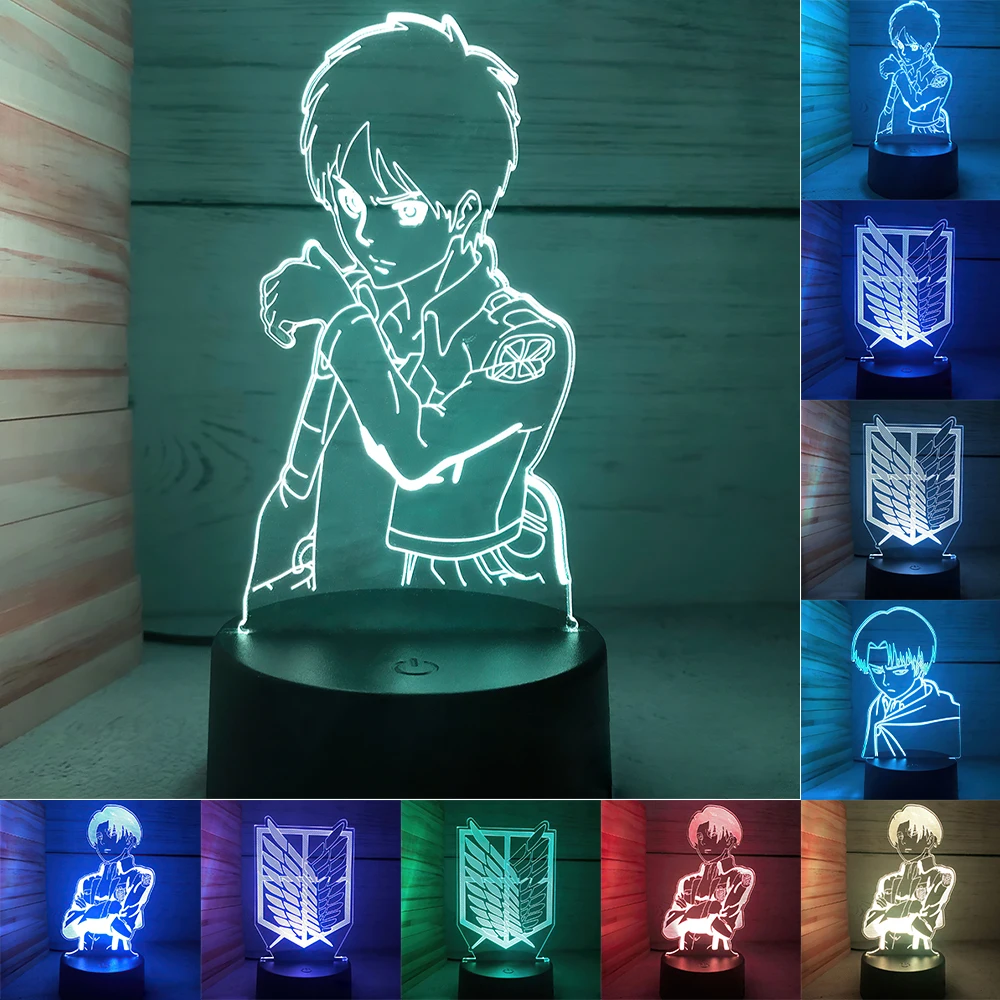 

16 Color Mode With Touch Button LED Night Lights Attack on Titan Anime Lamp Decor Bedroom Decoration Gifts Anime LED Light Lamp