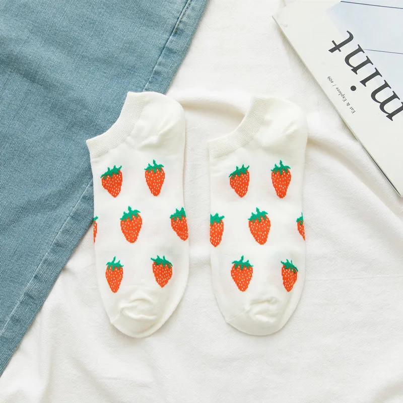 

10pairs/lot Fruit Boat Mouth Thin Lovely Color Summer Korean Women's Sock Women Strawberry Avocado Peach Banana Lemon Watermelon