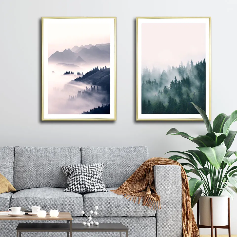 Лес горы Пейзаж Плакат Sunrise Холст Картина Фотографии стены искусства фотографии