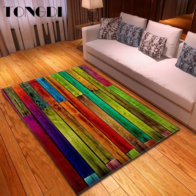 Коврик TONGDI современный нескользящий элегантный художественный 3D цветной в