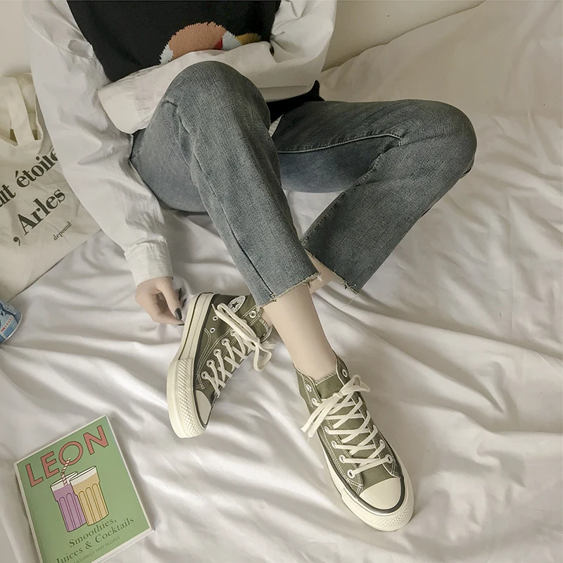 Классические женские парусиновые туфли высокого качества Новинка осени 2020