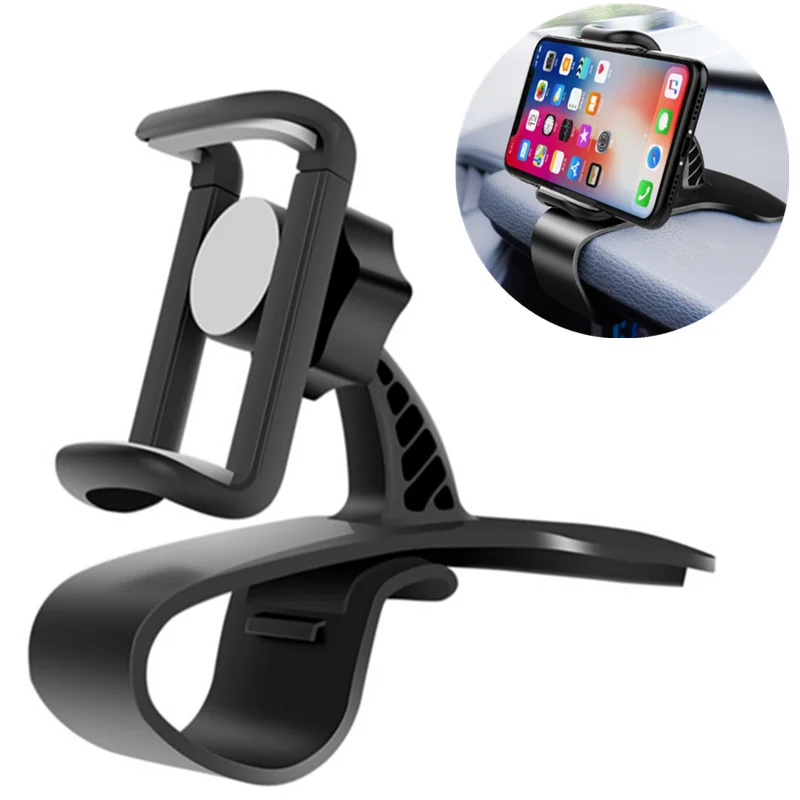 

360 Degree Car Phone Holder Universal Auto Cell Stand Dashboard Mount HUD Clip Holder For Phone GPS Display