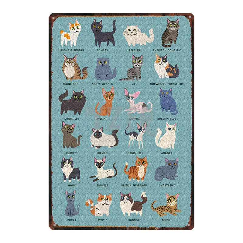 Металлическая винтажная табличка в виде кошки для домашних животных настенный