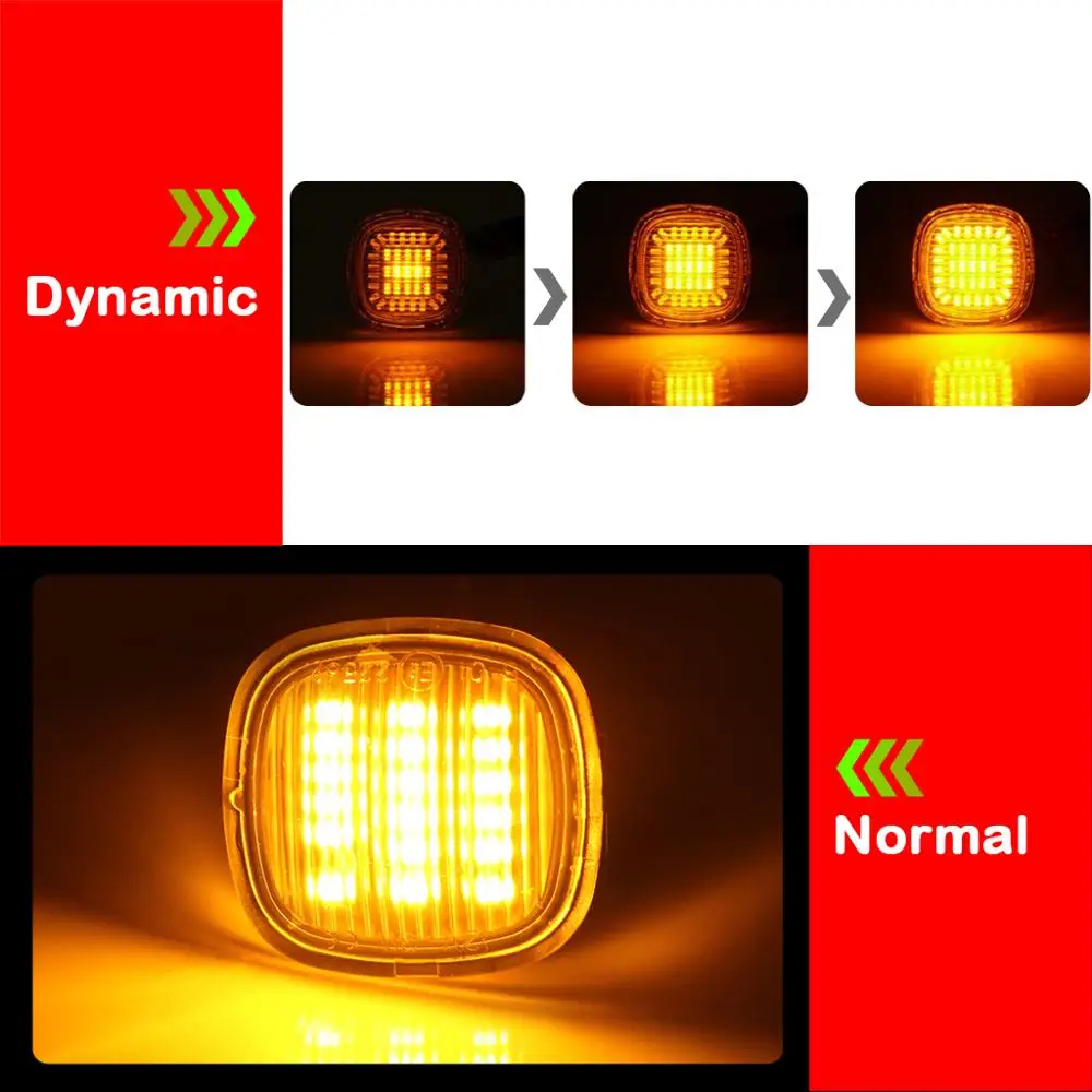 

2Pcs For Audi A3/8L A4/8D A4/S4 Clear Lens Smoked Lens LED Side Marker Lamp Dynamic Amber Turn Signal Light