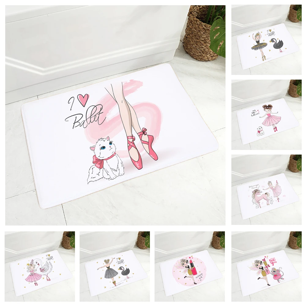 Милый балетный напольный коврик для девочек нескользящий декоративный детской