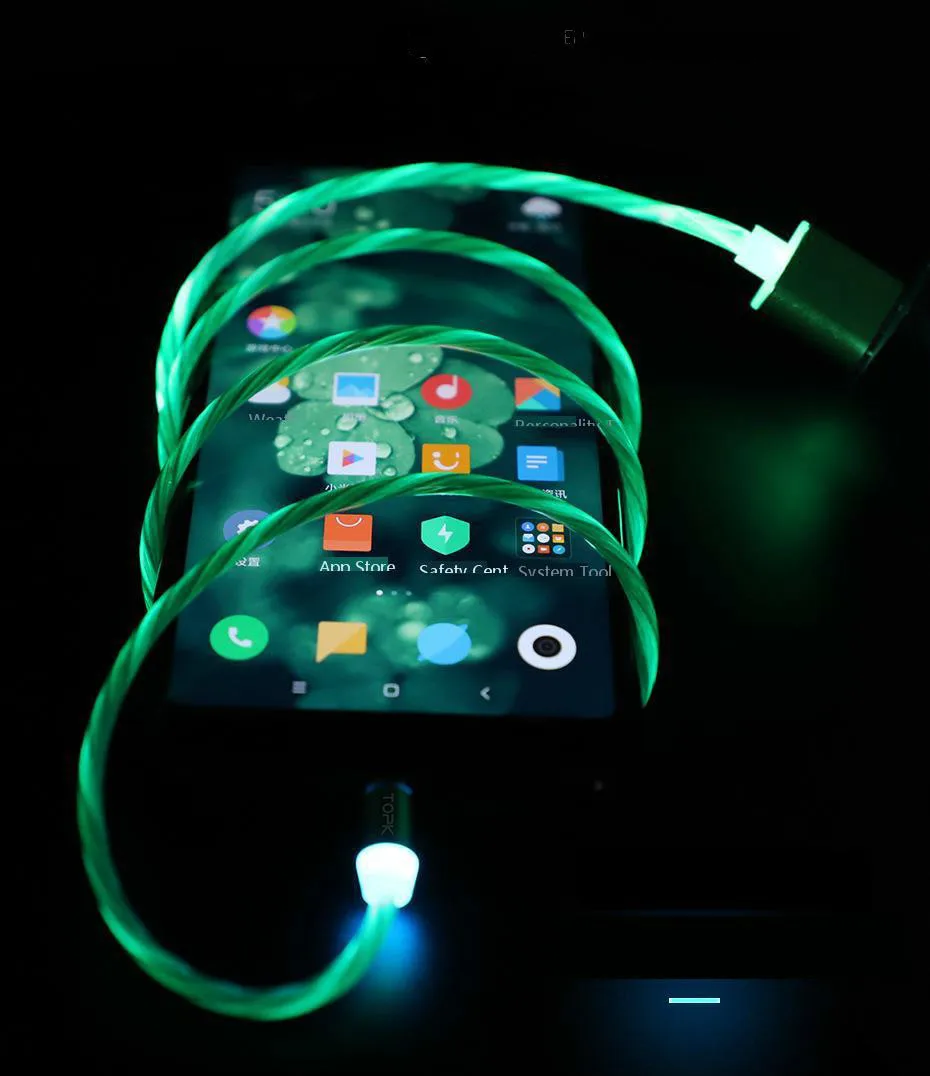 Vogek светодиодный светящийся зарядный кабель Micro USB кабель для Xiaomi iPhone type-c зарядный Магнитный адаптер для зарядного устройства кабель для мобильного телефона 1 м