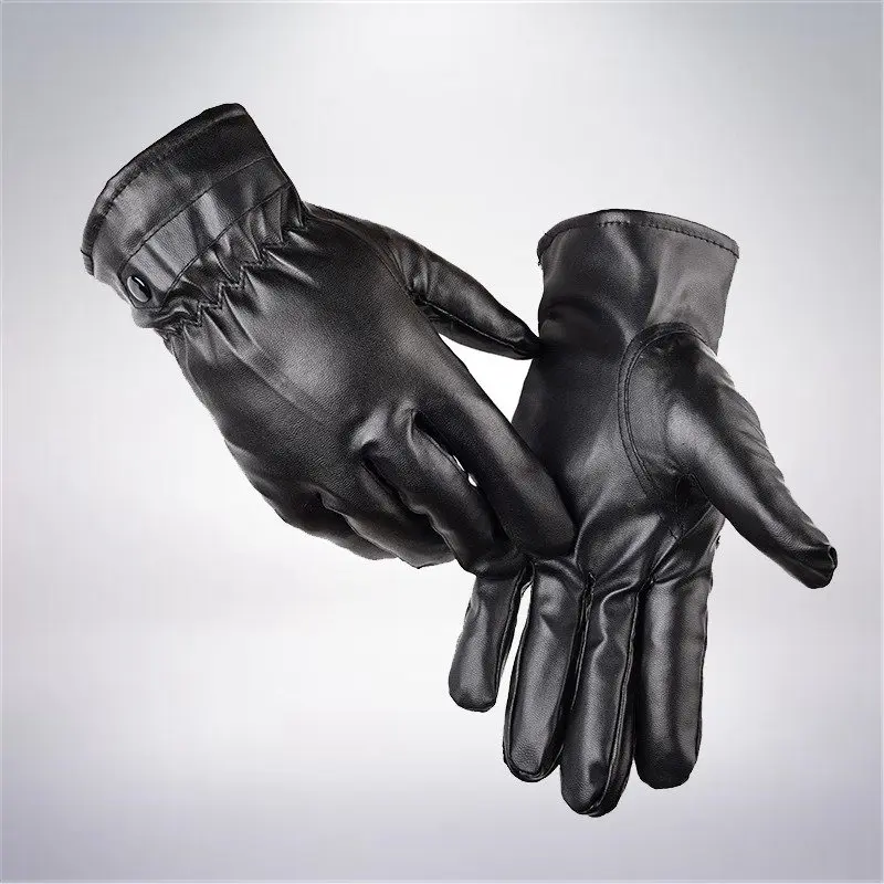 

Leather Gloves Gift Men Lined Mobile Touch Driving Winter Black Thermal