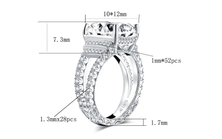 

Radiant Cut 10*12mm Lab-created Diamond Ring wedding proposal brand shining fine jewelry 925 sterling silver band