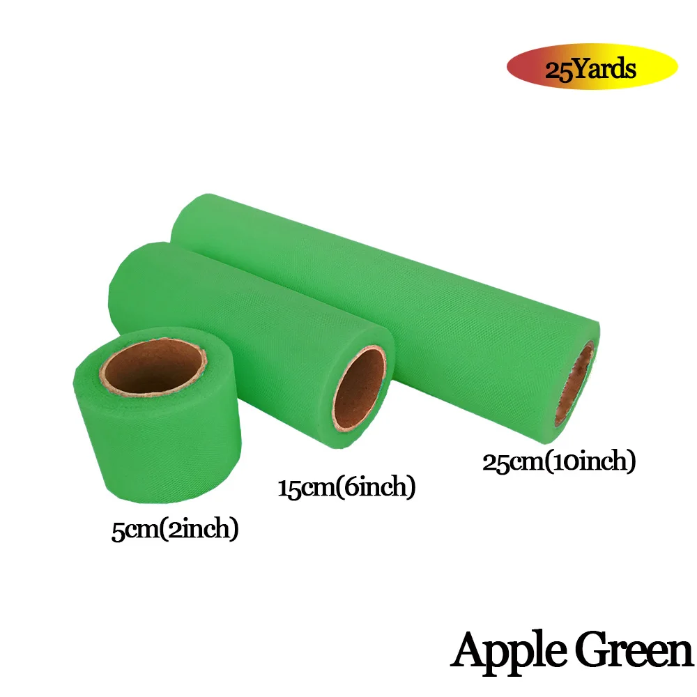 APPLE GREEN Фатиновая юбка-пачка из органзы в рулоне 5 см, 15 см, 25 см, розовый, синий цвет, Тюлевая юбка-пачка из органзы, вечерние украшения для девочек 25 лет - Цвет: APPLE GREEN