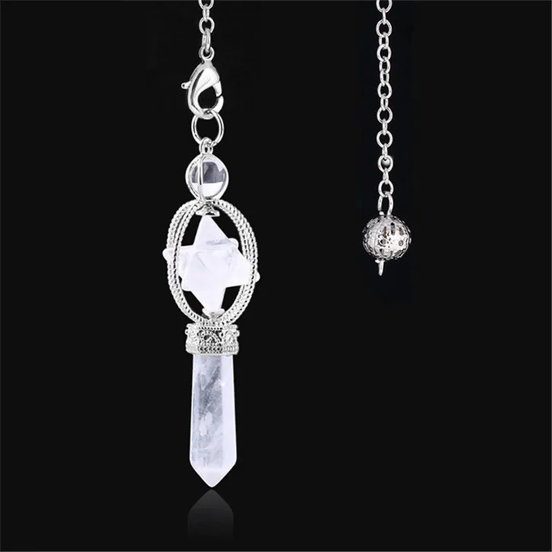 ZHX223-WhiteCrystal Qilmily, натуральный кристалл, заполненный стеклом, пирамида, энергетическая Подвеска для женщин и мужчин, 7 чакр, каменная цепь, дух, маятник, Йога, ювелирные изделия, подарки - Окраска металла: ZHX223-WhiteCrystal