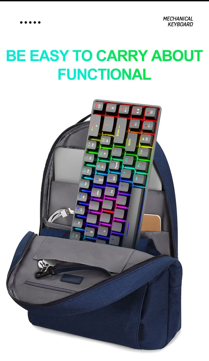 

68 Keys Mechanical Gaming Keyboard USB Wired RGB Backlit Blue Switches Mechanical Keyboard for Desktop PC Laptop Windows MacOS
