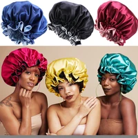 new reversible satin bonnet double layer adjustable size sleep night cap head cover bonnet hat for for curly springy hair