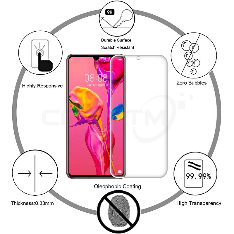 2 шт. защитная пленка на весь экран для huawei P30 Lite P Smart Plus ультратонкая P10 P20 Pro