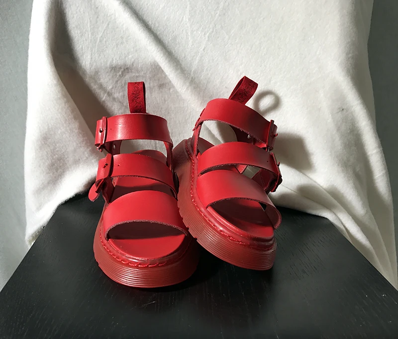 Женские кожаные сандалии на платформе пляжные толстом каблуке белые эспадрильи