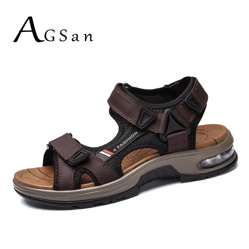 

Summer Men Sandals Genuine Leather Outdoor Sneakers Breathable Casual Sandals High Quality Mens Sandals for Travel Lightweight