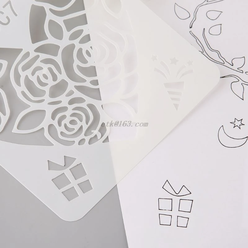 12 шт. пластиковые трафареты для рисования цветов сердец | Канцтовары офиса и дома