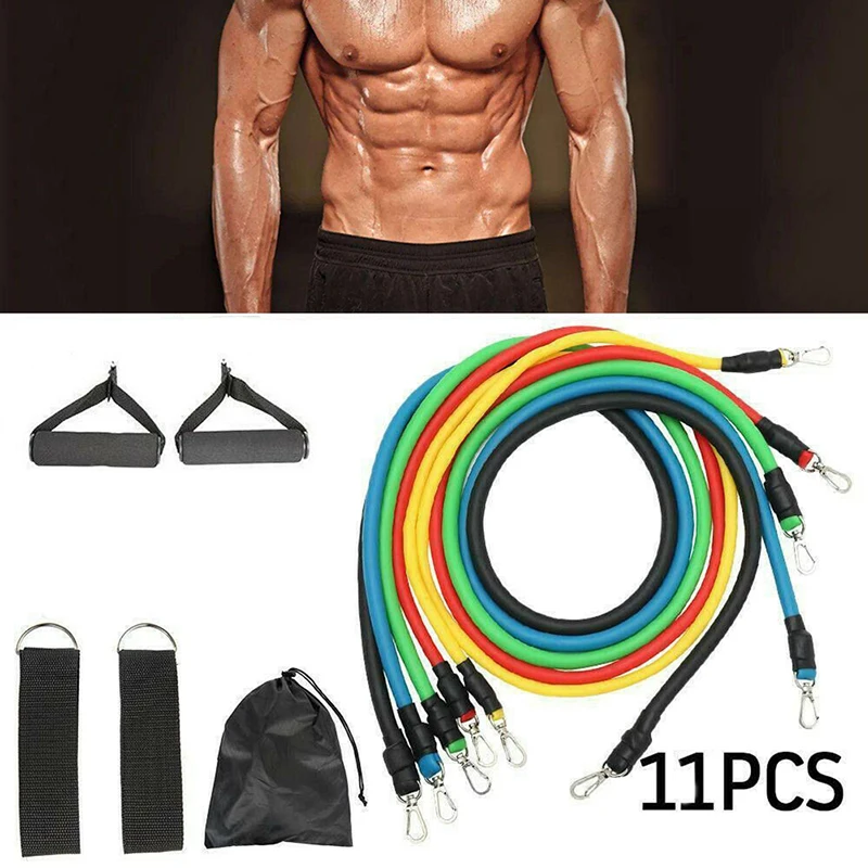 

PE11PCS Resistance Band Set Yoga Pilates Latex Band Rubber Band Stretch Training Gym Exercise Fitness Equipment At Home Workout