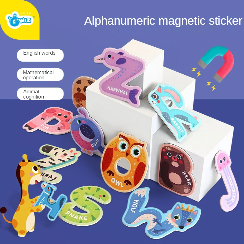 

Creative Cognitive Toys for Early Childhood Education Toy Animal Alphanumeric Stickers Refrigerator Magnets Early Learning Aids