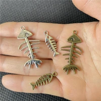 junkang 2 color retro style fish bone pendant diy handmade necklace bracelet connection piece wholesale jewelry
