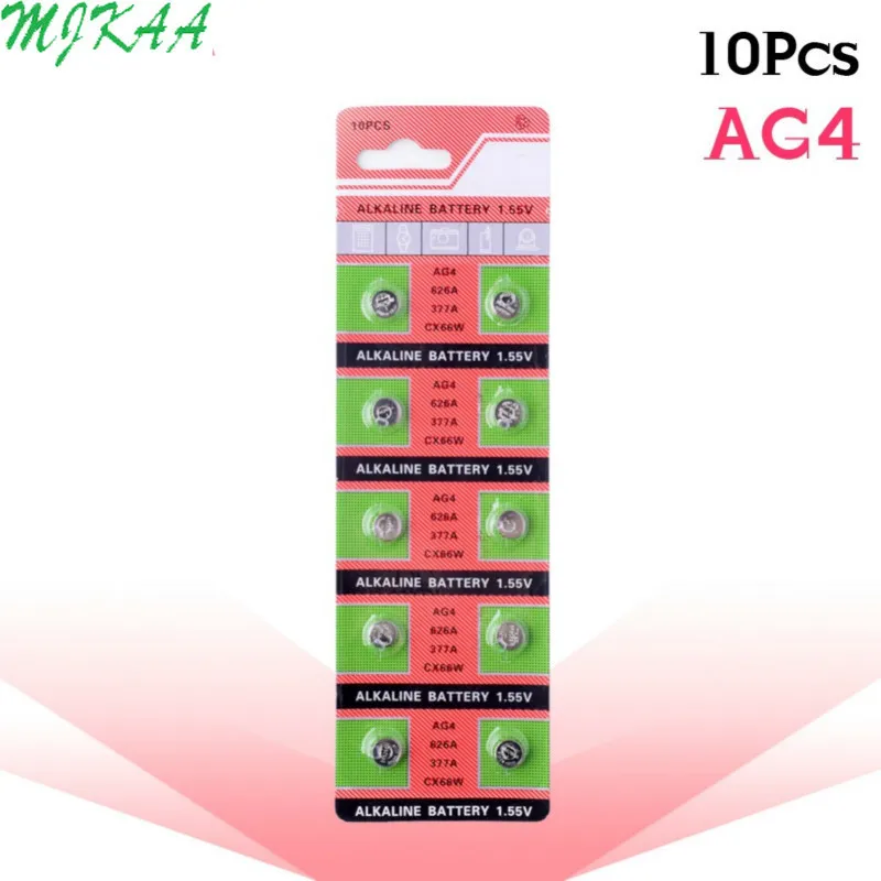 200 шт. = 20 карт AG4 377A 377 LR626 SR626SW SR66 LR66|Часовые батарейки| |