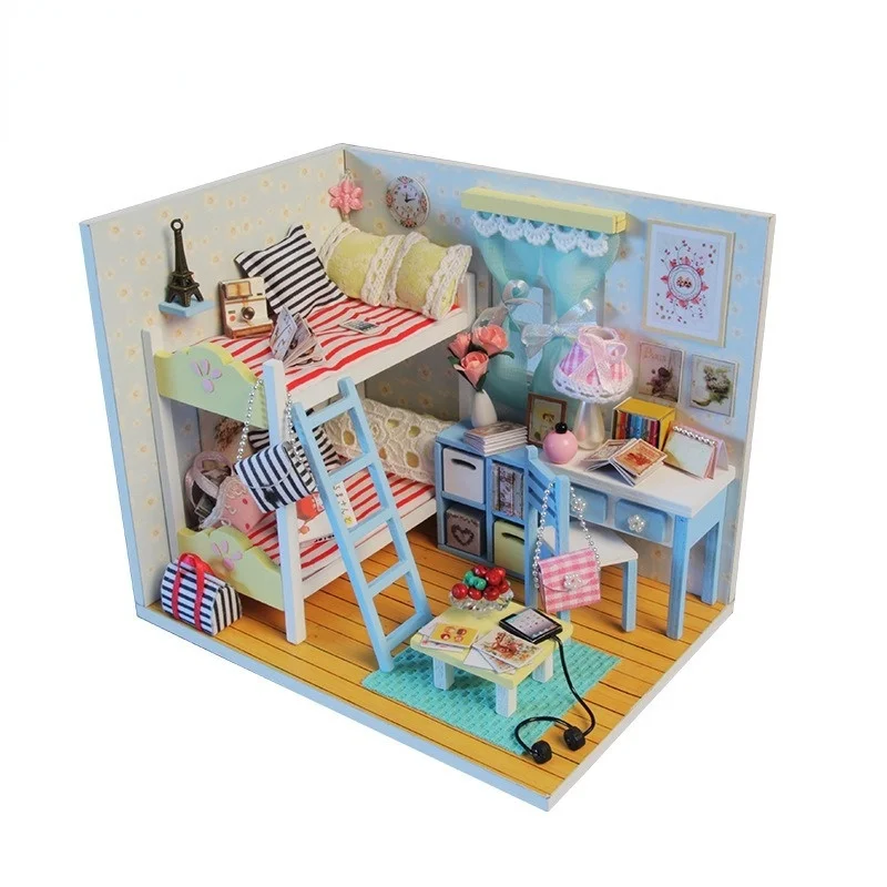 

Diy Doll House Include Dust Cover Miniature 3D Puzzle Wooden Dollhouse Dolls for House Birthday Gifts Toys SENTIMENTAL MEMORIES
