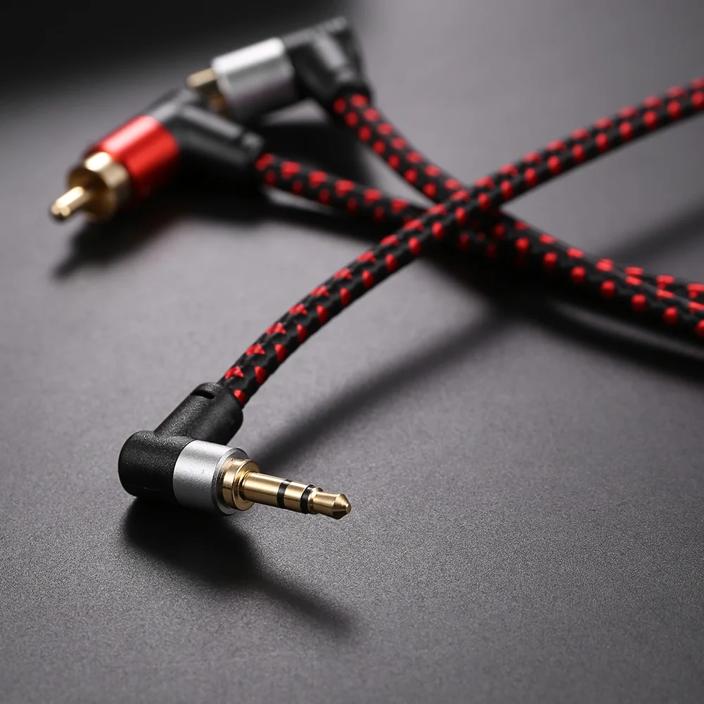 90 градусов 3 5 мм папа 2 RCA кабель прочный практичный Многофункциональный правый