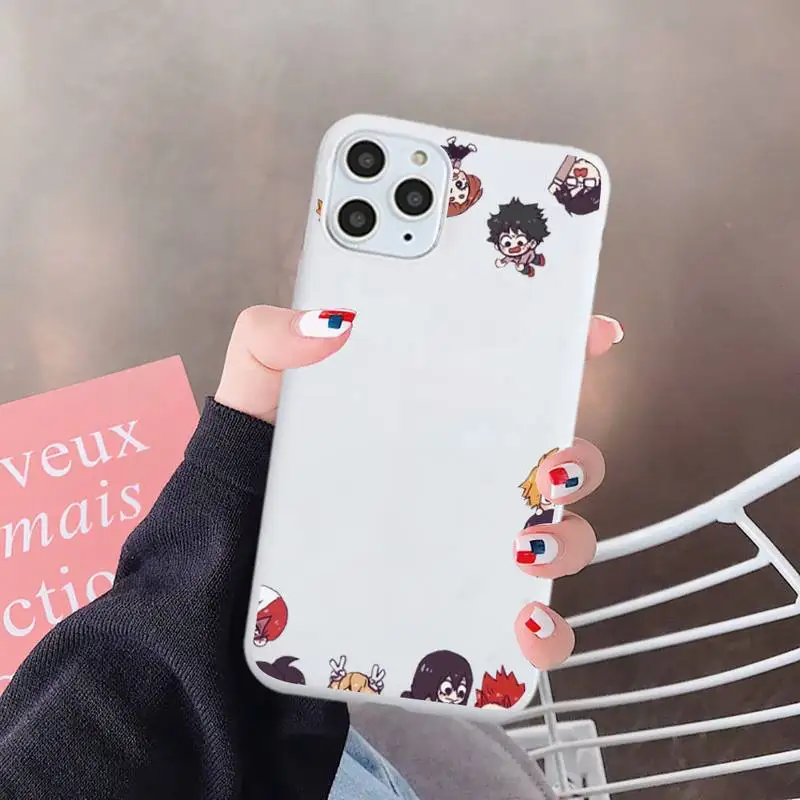 

Anime My Hero Academia Phone Case White Candy Color for iPhone 6 7 8 11 12 s mini pro X XS XR MAX Plus
