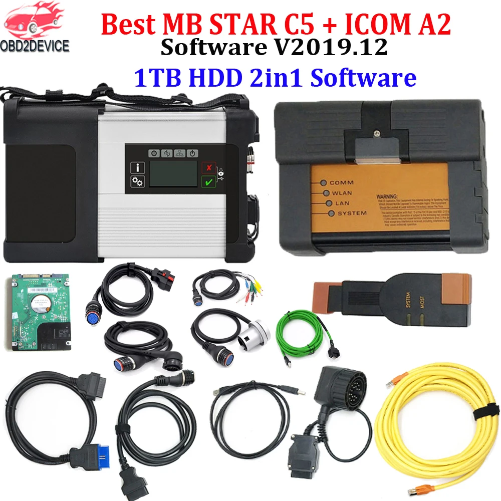 Автомобильный диагностический интерфейс MB STAR C5 OBD2 ICOM A2 + B C 1 ТБ HDD V2020.11 программное