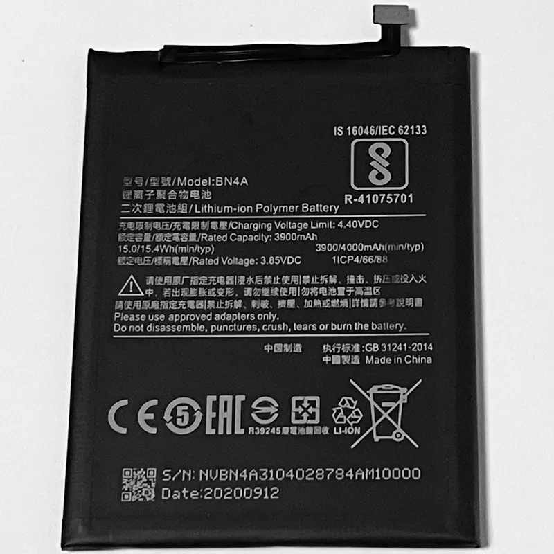 

3.85V 4000mAh BN4A For Xiaomi Redmi Note 7 Pro M1901F7BE M1901F7S MZB7462IN MZB7464IN Battery
