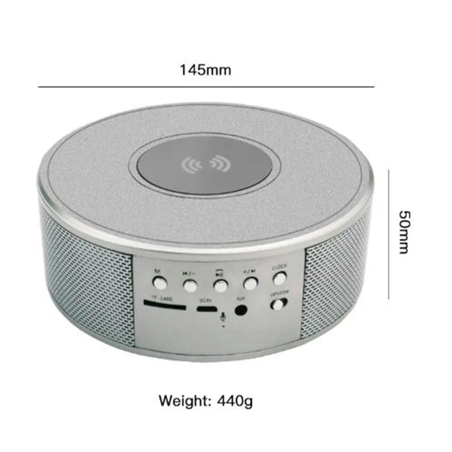 Круглый Nfc будильник микро Sd Bluetooth Aux Стерео портативный динамик Беспроводное