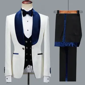 JELTONEWIN Floral Jacket Men Suit Slim Fit Wedding Tuxedo Navy Blue Velvet Lapel Groom Party Suits C