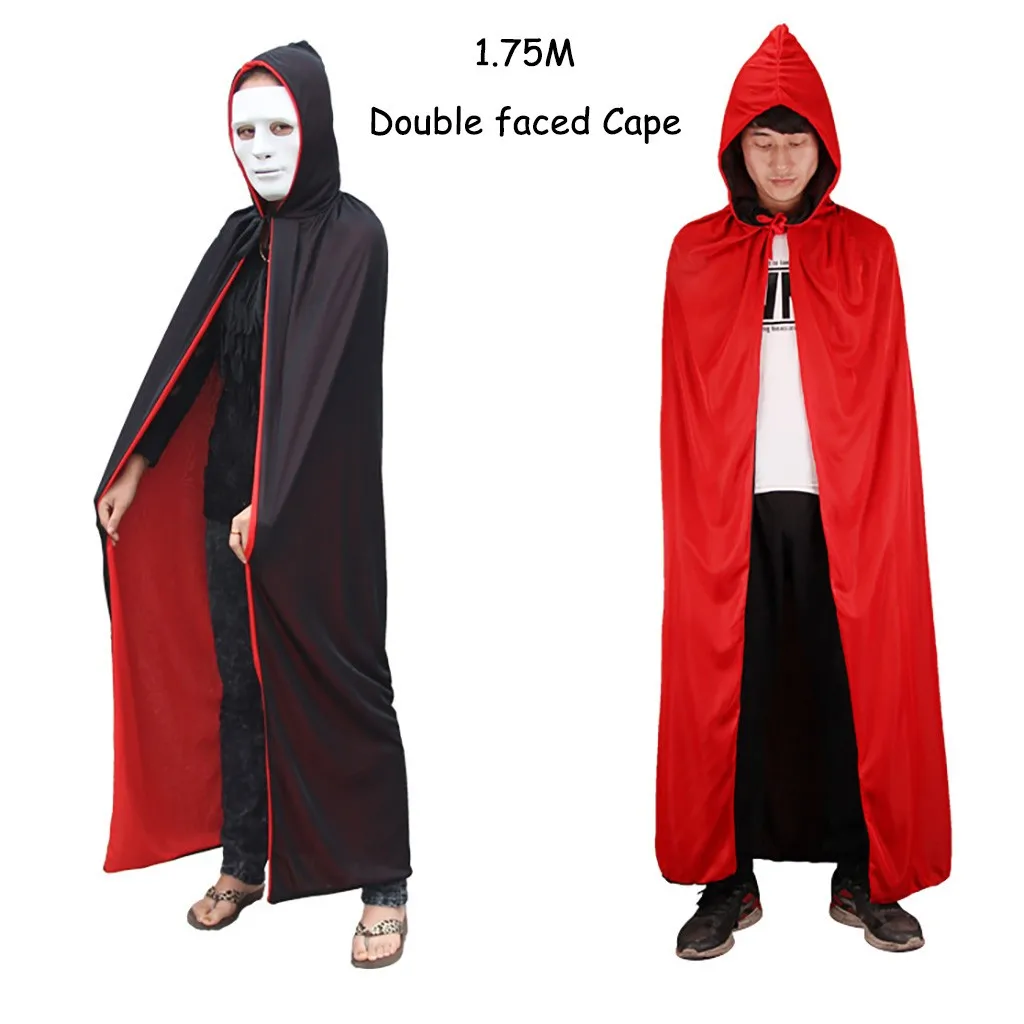 Детская и взрослая черный красный смерти демон вампир плащ для выступлений на