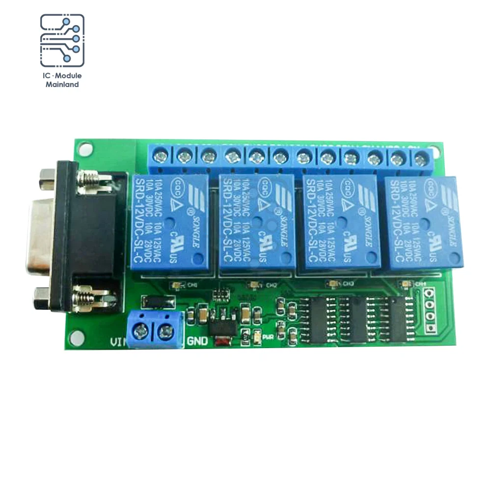 

12VDC 8ch Serial Port Relay R221A08 DB9 UART RS232 Switch for control Home lighting Electric water heater