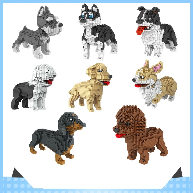 

Cartoon Dog Dachshund Mini Building Block Assembly Brick Educational Small Particles Spelling Pet Toy For Children Gifts