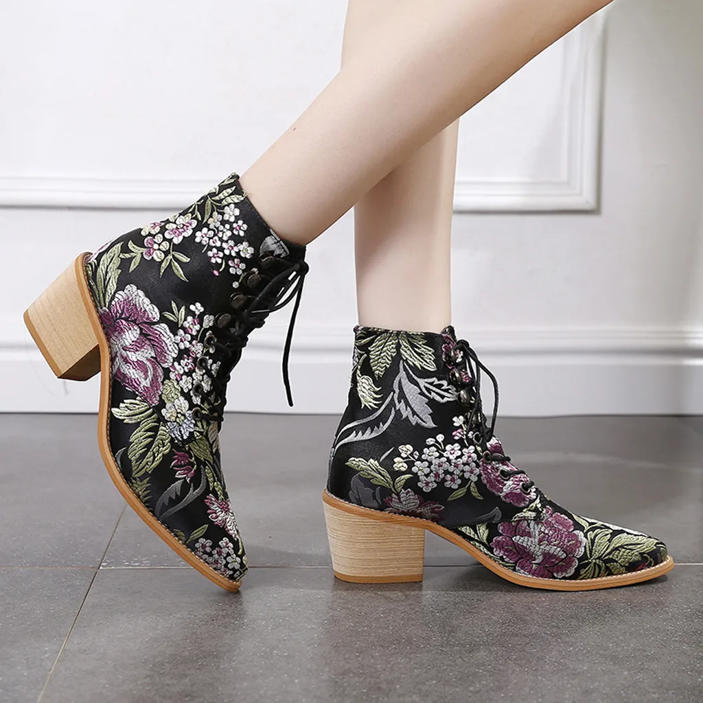 Винтажные женские полуботинки в богемном стиле модные тканевые ботинки на