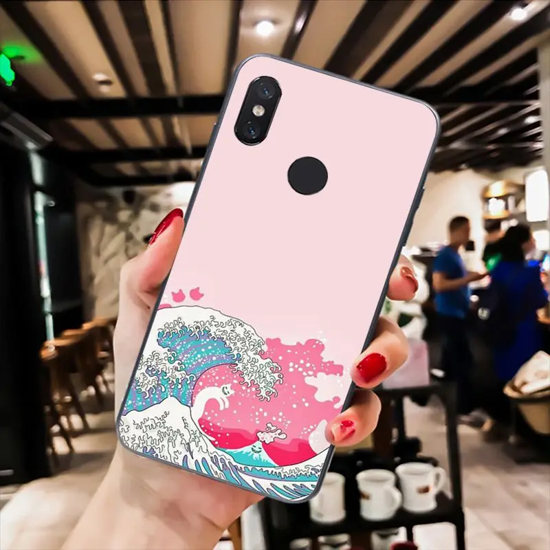 Классический чехол для телефона MaiYaCa Wave Art Japanese Green Illust Xiaomi mi5 6 A1 A2 Lite Mi9 9SE mi8lite F1 Mix2 2S
