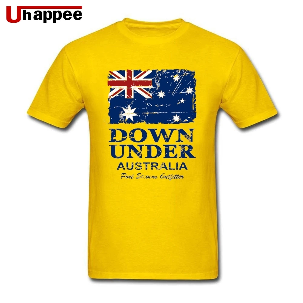 Cool Tees Vintage Australia Flag Men's Style Couple Custom Tee Shirts Short Sleeve Premium Cotton Crew Neck | Мужская одежда