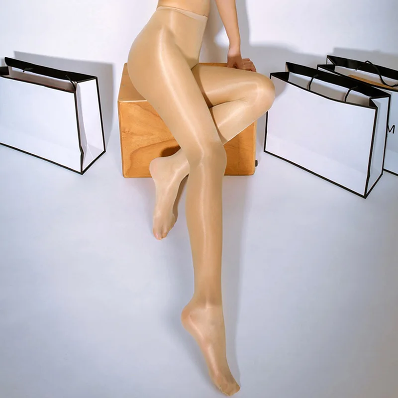 Женские сексуальные блестящие колготки с открытой промежностью высокой талией